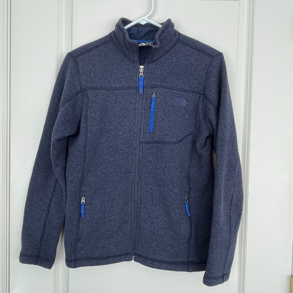 Boys' The North Face Full Zip Sweater Fleece Jacket Blue, Size L (14/16)